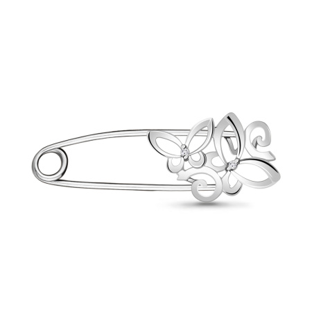 Булавка из серебра с фианитами «Бабочка»