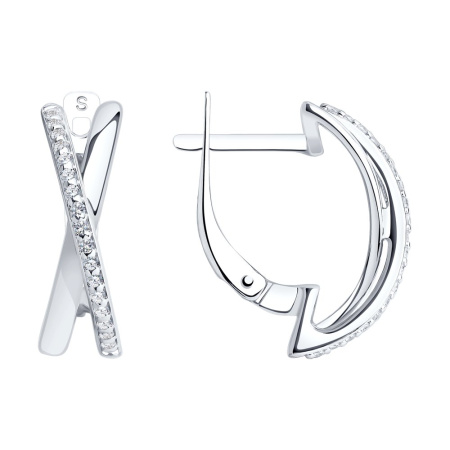 Серьги из серебра с фианитами «Крест» SOKOLOV