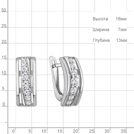 Серьги из серебра с фианитами