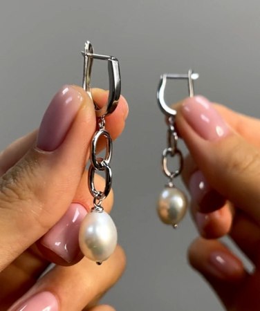 Серьги из серебра с жемчугом