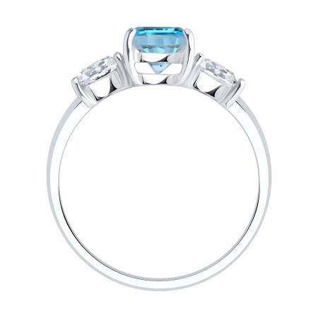 Кольцо из серебра с топазом и фианитами