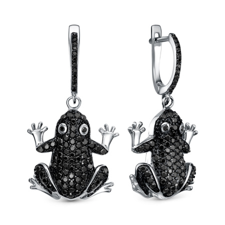 Серьги из серебра со шпинелью «Лягушка»