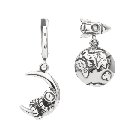 Серьги из серебра «Земля в иллюминаторе»