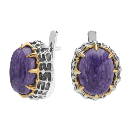 Серебряные серьги с чароитом