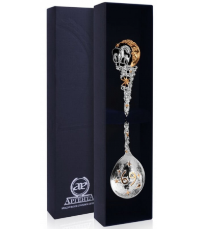 Серебряная ложка «Зодиак Рак» с позолотой