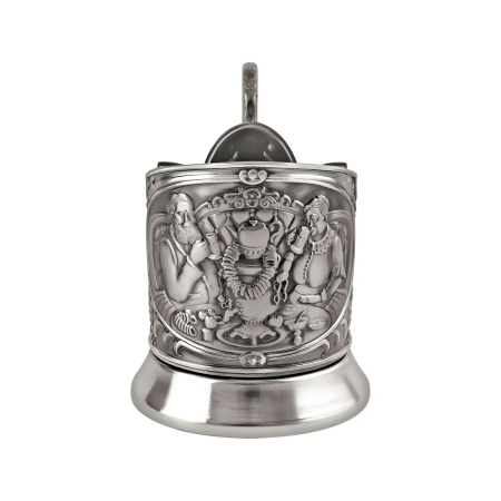 Подстаканник «Русское чаепитие» никелированный с чернением