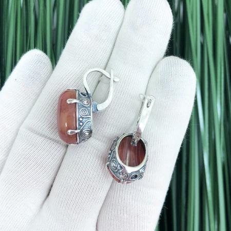 Серебряные серьги «Маргарита» с агатом