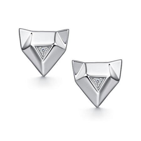 Детские серьги-пусеты из серебра с бриллиантом