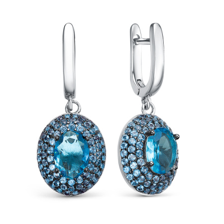 Серебряные серьги с ювелирным стеклом и фианитами