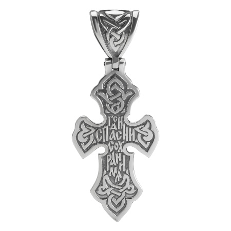 Серебряный крестик с гранатом