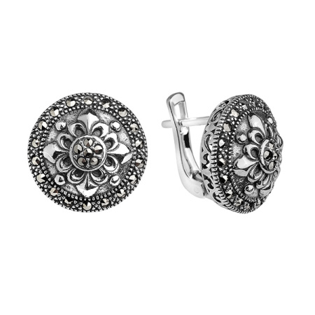 Серебряные серьги с марказитами Swarovski