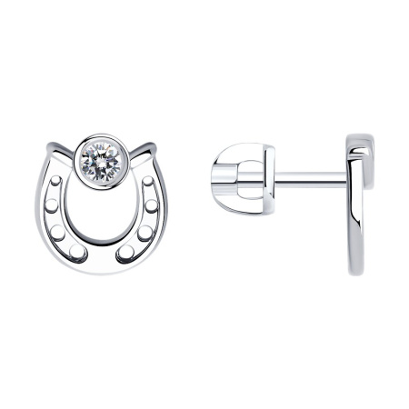 Серьги из серебра с фианитами