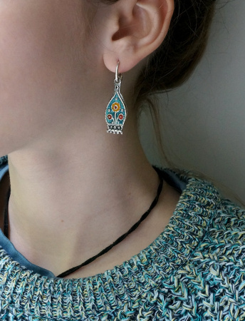 Серебряные серьги «Очелье» с эмалью