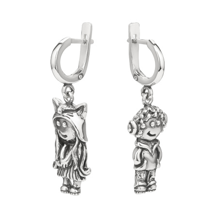 Серьги из серебра «Мальчик с девочкой дружил»