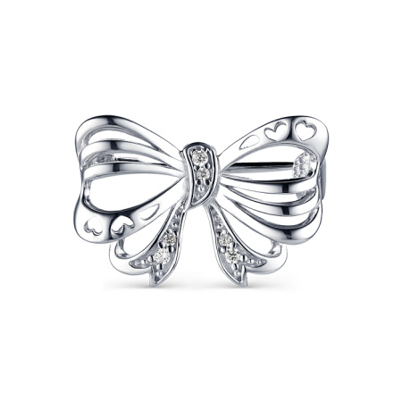 Серебряная брошь с фианитами «Бантик»