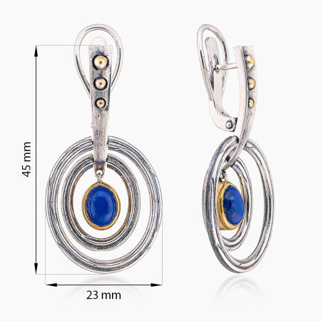 Серьги из серебра с камнем лазурит