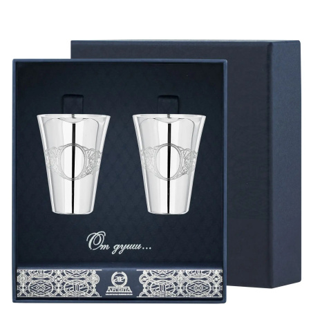 2 серебряные стопки «Подарочные №2» в футляре