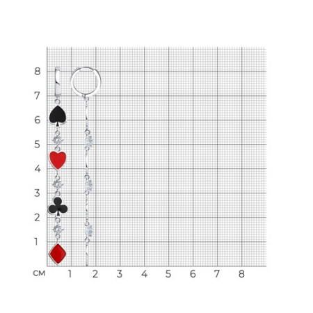 Серебряные серьги с эмалью и фианитами «Карты»