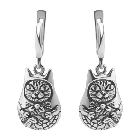 Серебряные серьги «Неваляшка» коты
