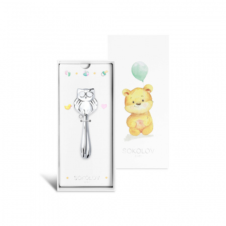 Серебряная погремушка «Сова»