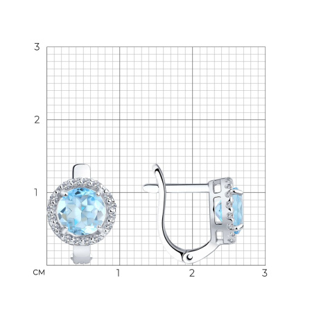 Серебряные серьги с топазами и фианитами