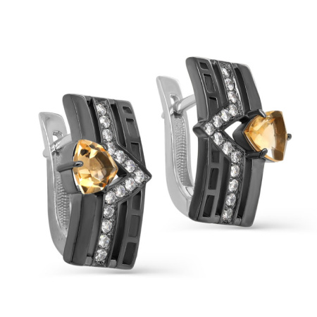 Серебряные серьги с цитрином и фианитами «Арабелла»