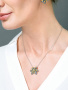 Серебряный кулон на цепи с цитрином, марказитами Swarovski и позолотой
