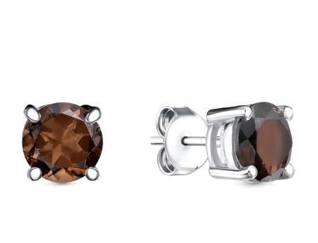 Серьги из серебра 925 пробы с раухтопазами