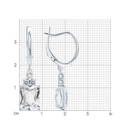 Серьги из серебра с горным хрусталем и фианитами