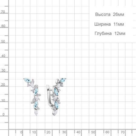 Серьги из серебра с топазом и фианитами