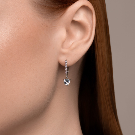 Серебряные серьги с топазом и фианитами