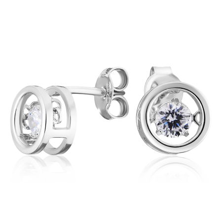 Серебряные серьги гвоздики с фианитами