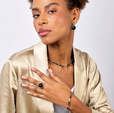 Серебряное кольцо «Багровые Тропы» с гранатом