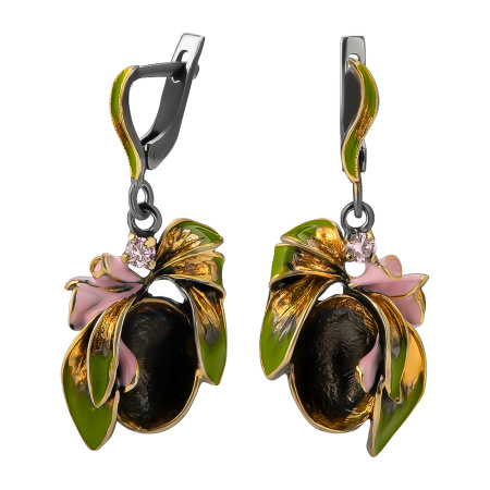 Серьги из серебра с эмалью «Модерн»