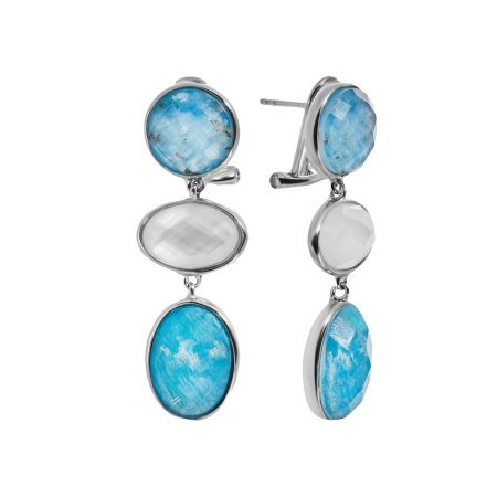 Серьги из серебра с перламутром и дублет стекло