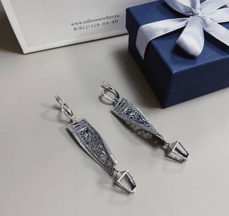 Серьги из серебра «Благовещенский мост Петербург»