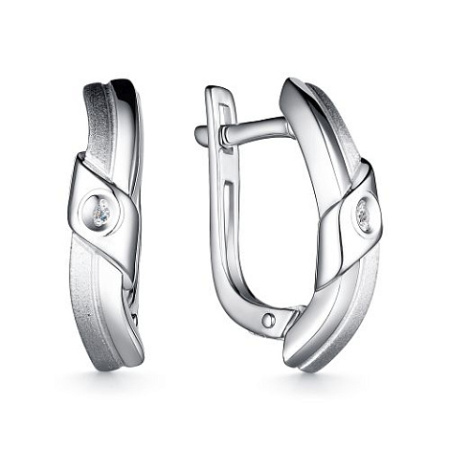 Серебряные серьги с бриллиантом