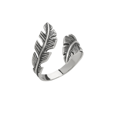 Кольцо из серебра «Перо» безразмерное