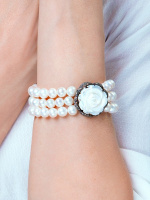 Серебряный браслет с жемчугом, перламутром и марказитами Swarovski