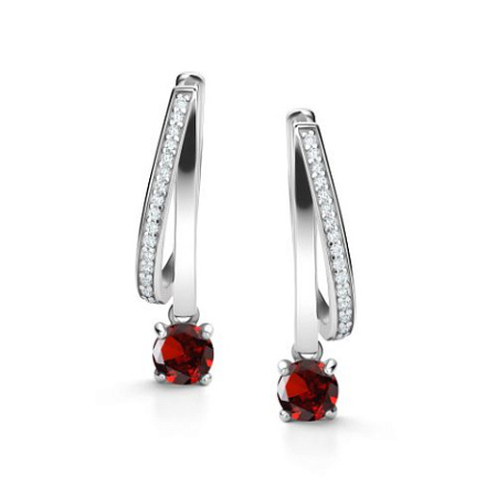 Серьги из серебра с гранатом и фианитами
