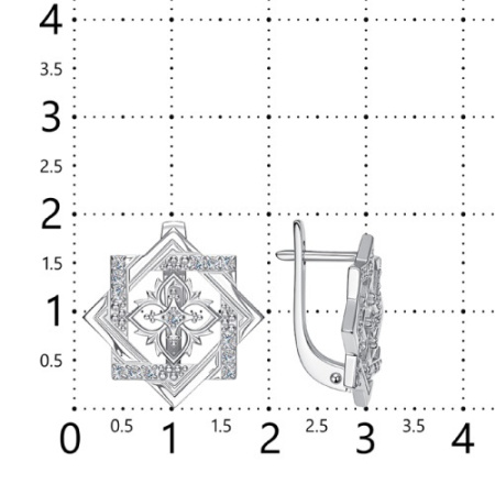 Серьги из серебра с фианитами «Узоры»