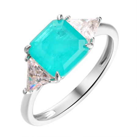 Кольцо из серебра с фианитами и ситаллом