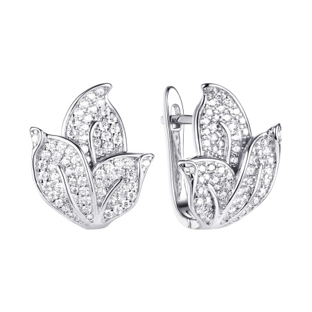 Серьги из серебра с фианитами
