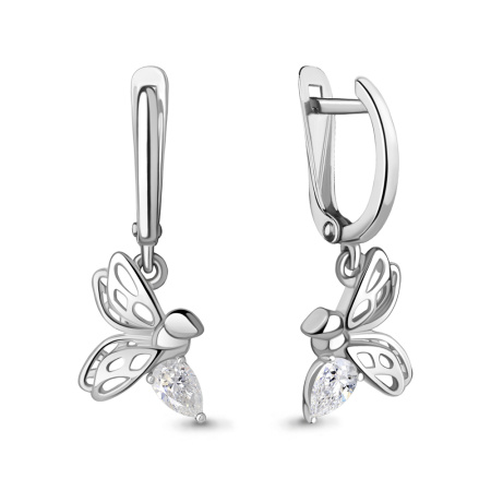 Серьги из серебра с фианитами «Осы»