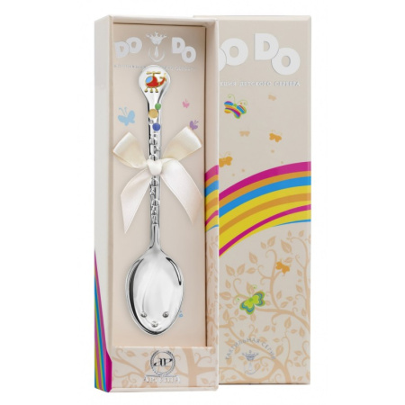 Ложка детская DO-DO «Вертолетик» частичная позолота с эмалью