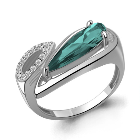 Серебряное кольцо с фианитами и нанотурмалинами