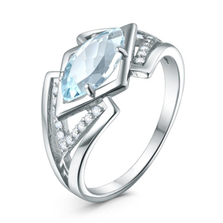 Кольцо из серебра с топазом и фианитами