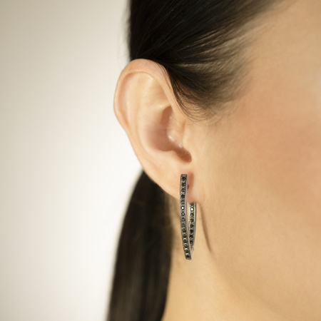 Серебряные серьги с чёрными фианитами