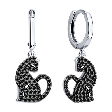 Серебряные серьги с фианитами «Кошка»