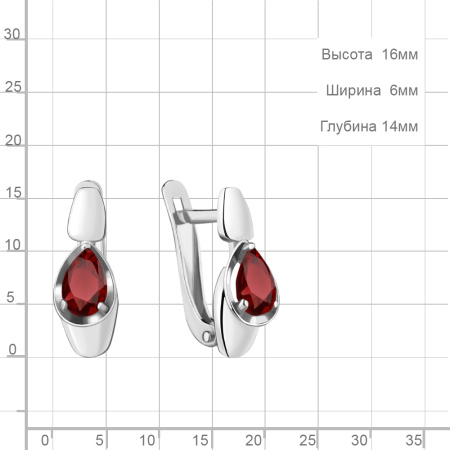 Серебряные серьги с гранатом